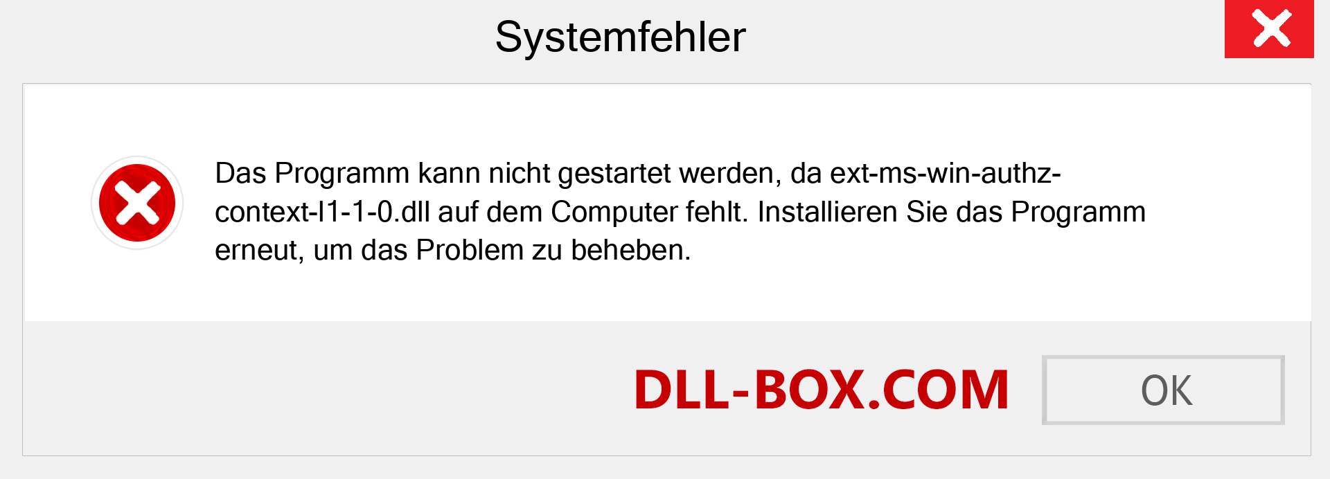 ext-ms-win-authz-context-l1-1-0.dll-Datei fehlt?. Download für Windows 7, 8, 10 - Fix ext-ms-win-authz-context-l1-1-0 dll Missing Error unter Windows, Fotos, Bildern