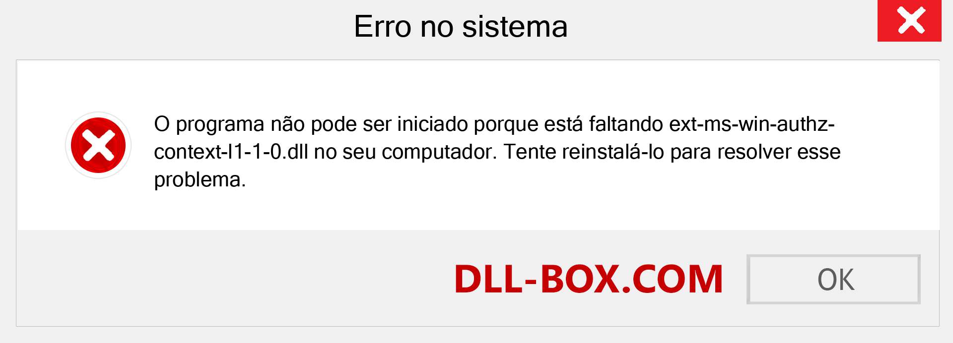 Arquivo ext-ms-win-authz-context-l1-1-0.dll ausente ?. Download para Windows 7, 8, 10 - Correção de erro ausente ext-ms-win-authz-context-l1-1-0 dll no Windows, fotos, imagens